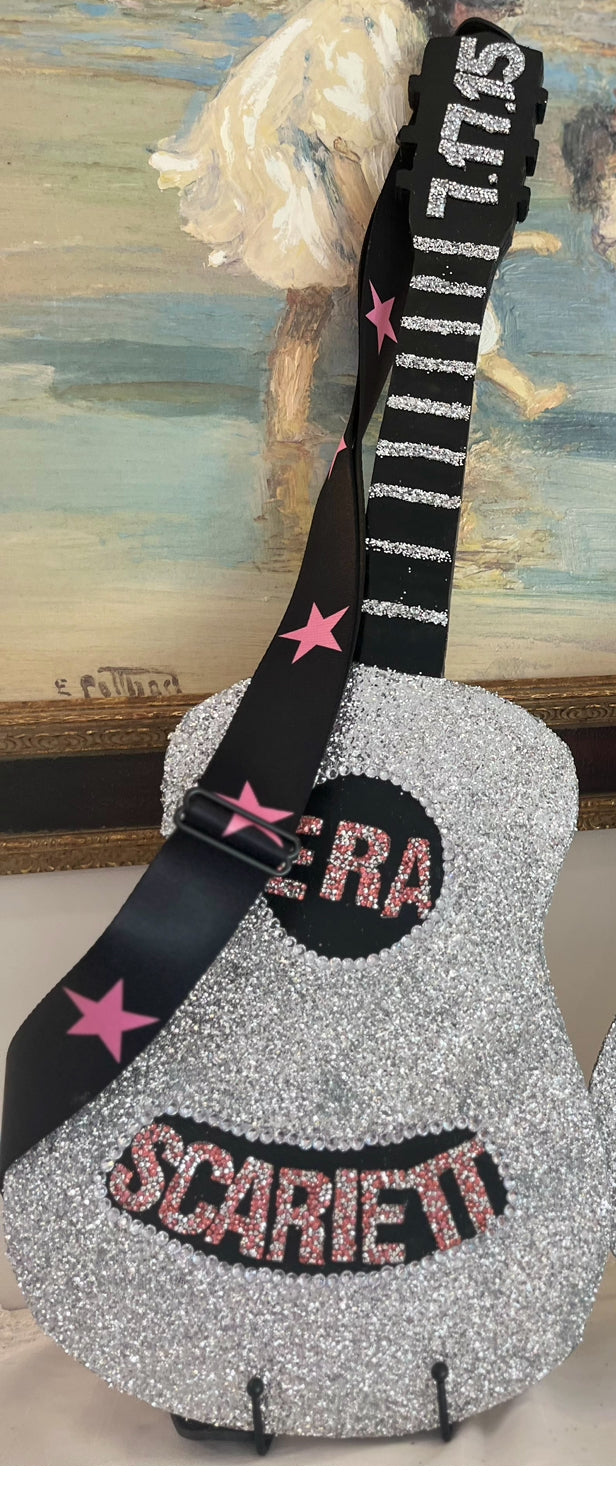 Taylor Swift Inspired Guitar Decor w/ Pink Star Strap