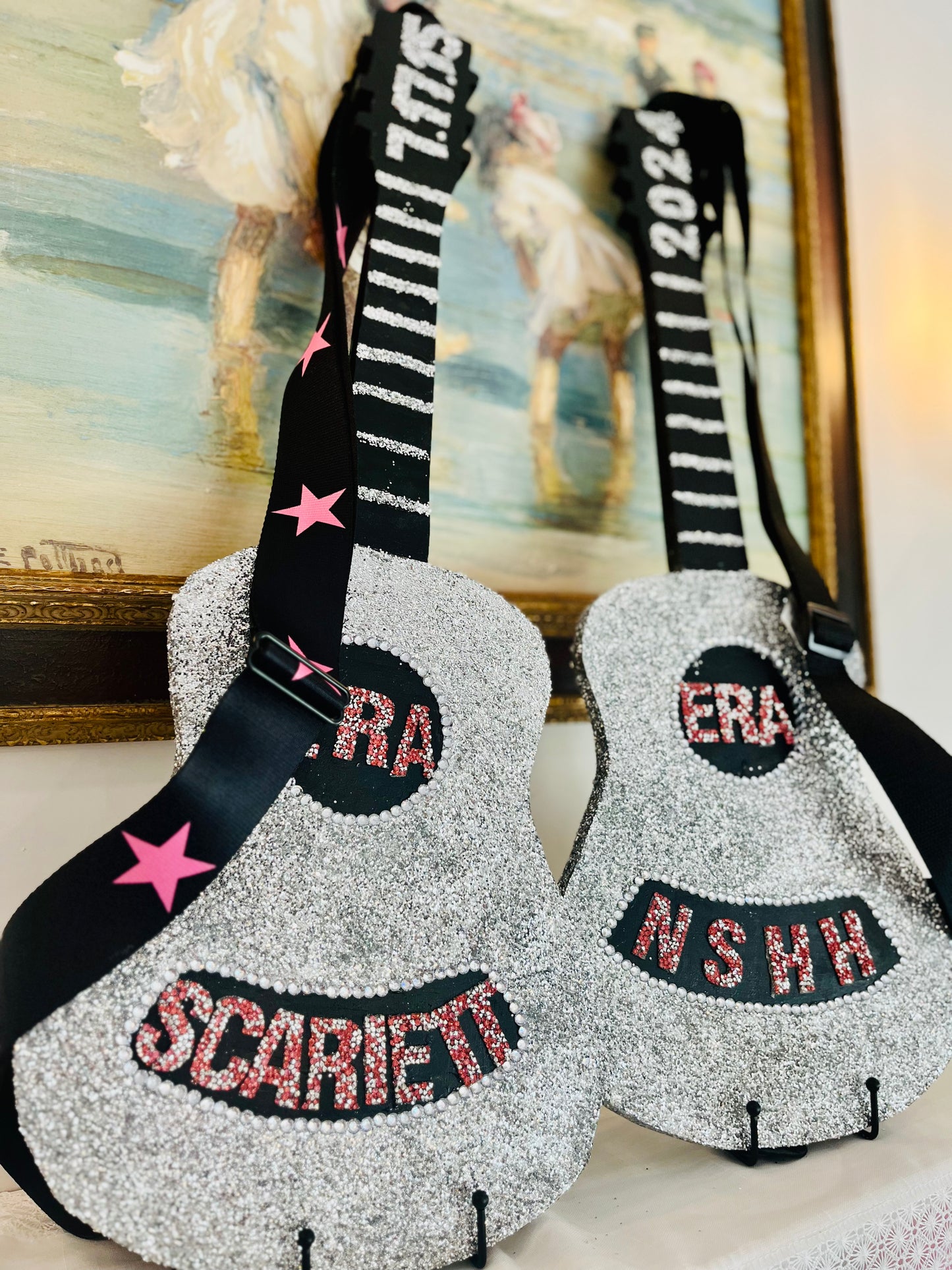 Taylor Swift Inspired Guitar Decor w/ Pink Star Strap